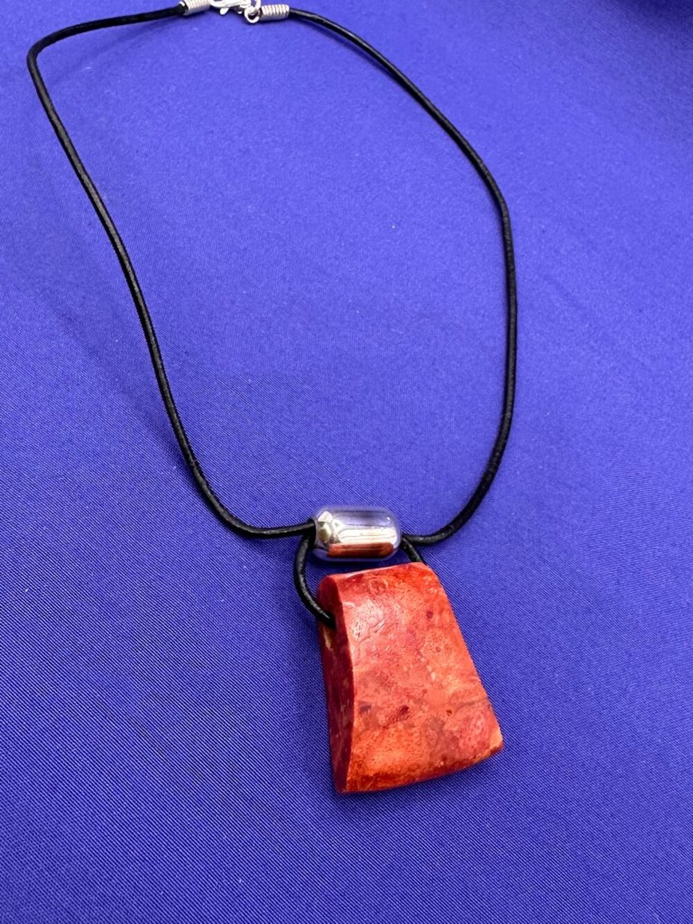 Silpada “Cardinal Rule” Sterling Silver Red Coral on Leather Cord